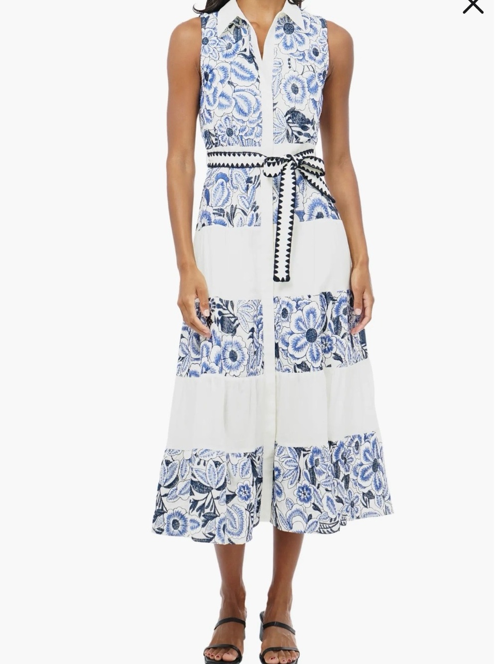Adelyn Rae Ethena Embroidered Floral Midi Dress - Size Small